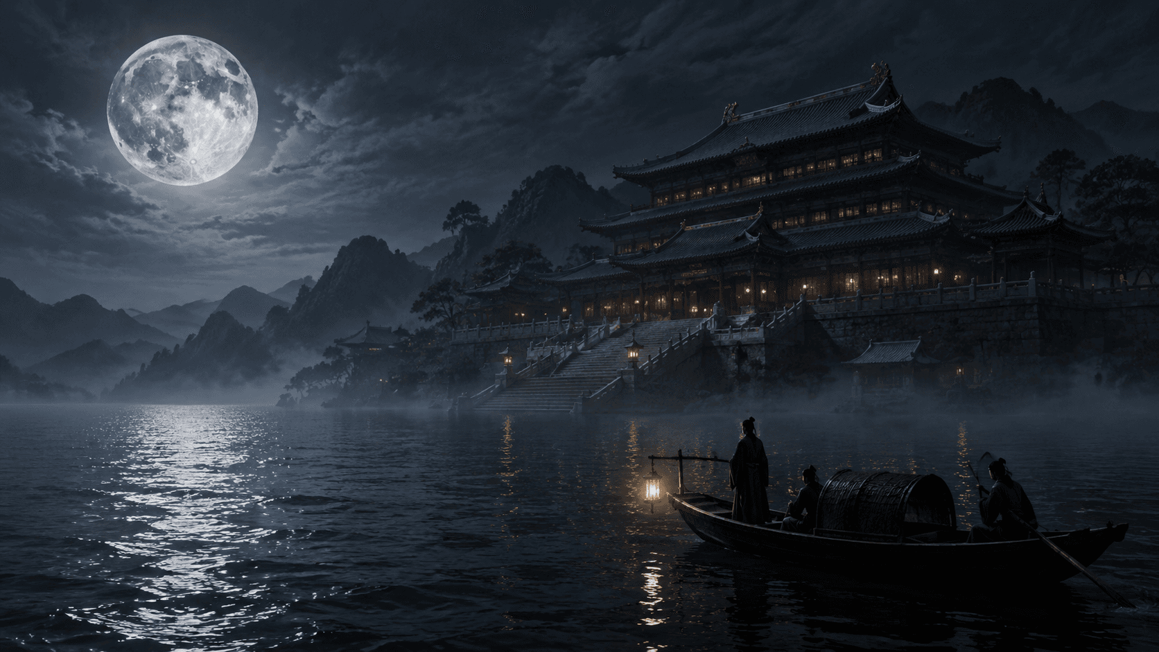 深夜月下